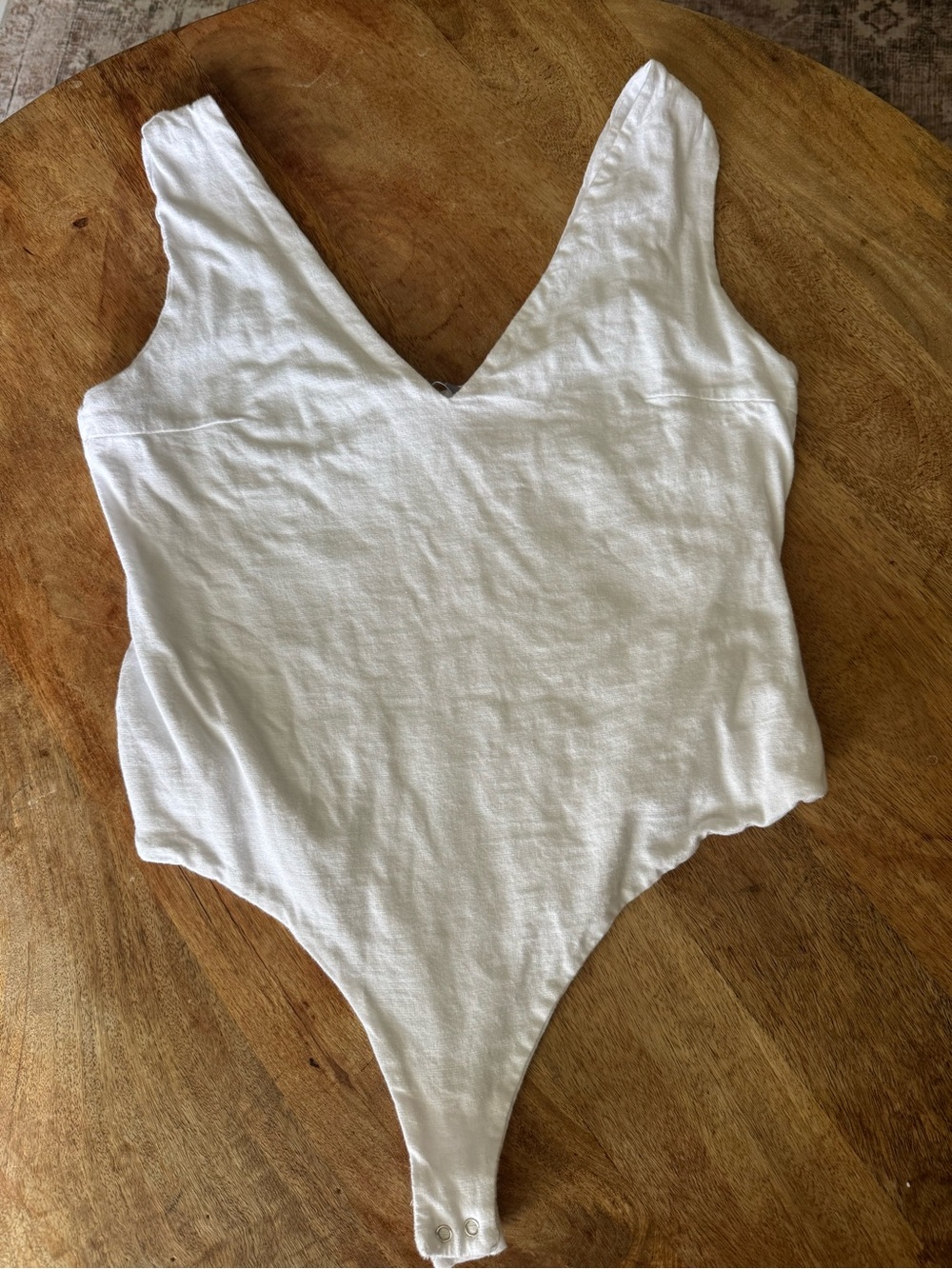 Tart White V-Neck Ribbed Bodysuit